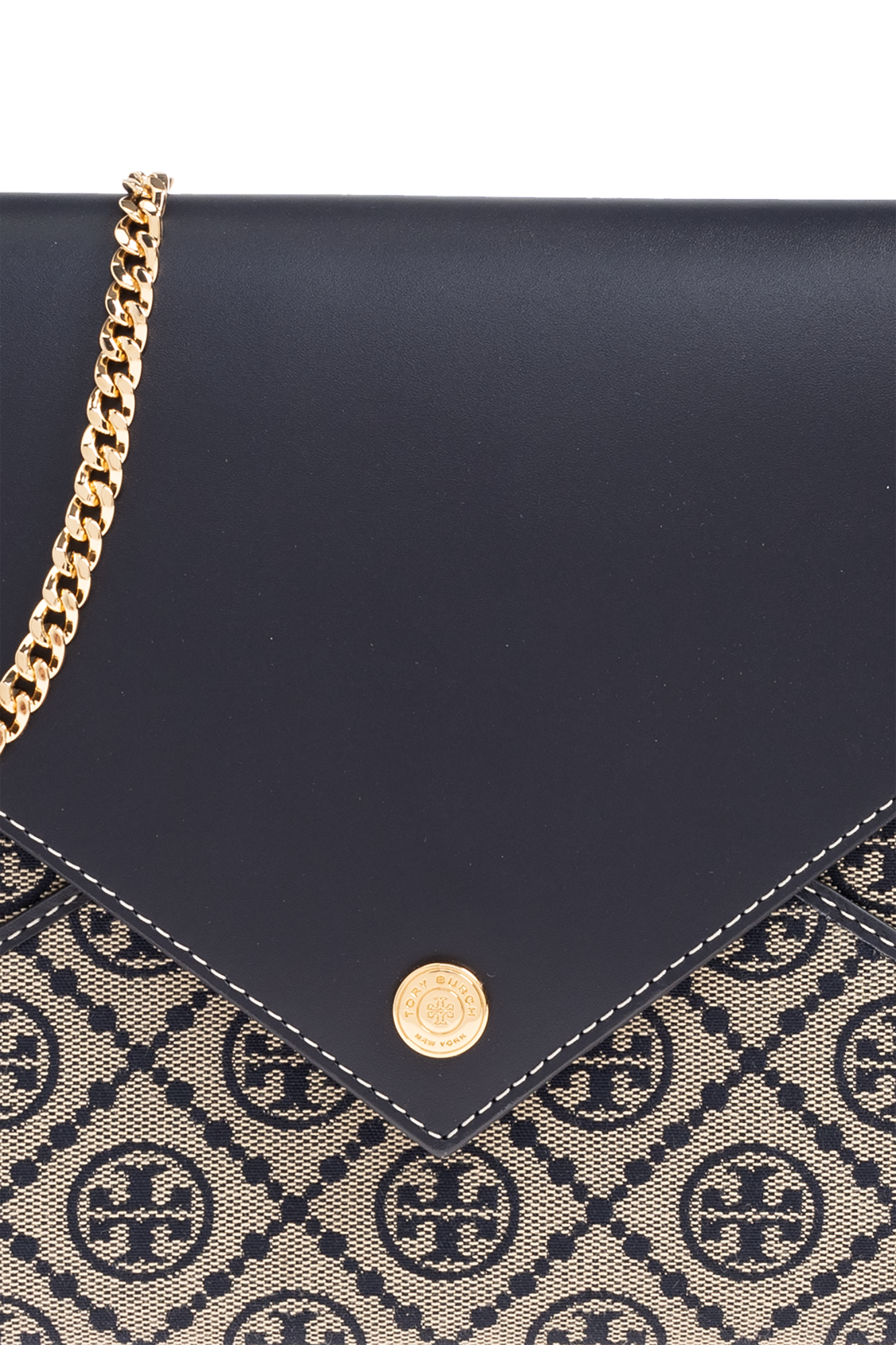 【関税&送料込】Tory Burch Leather And T Monogram Fabric Wal Navy blue `T Monogram` clutch Tory Burch - Vitkac Canada